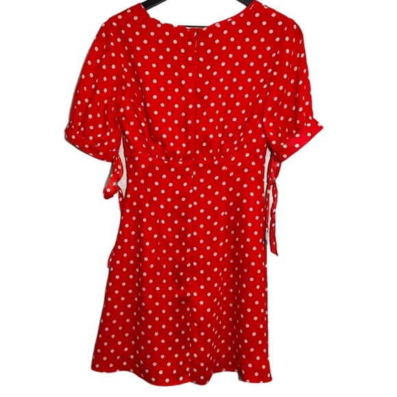 The East Order Dusty Polka Dot Mini Dress in Red - Picture 5 of 10